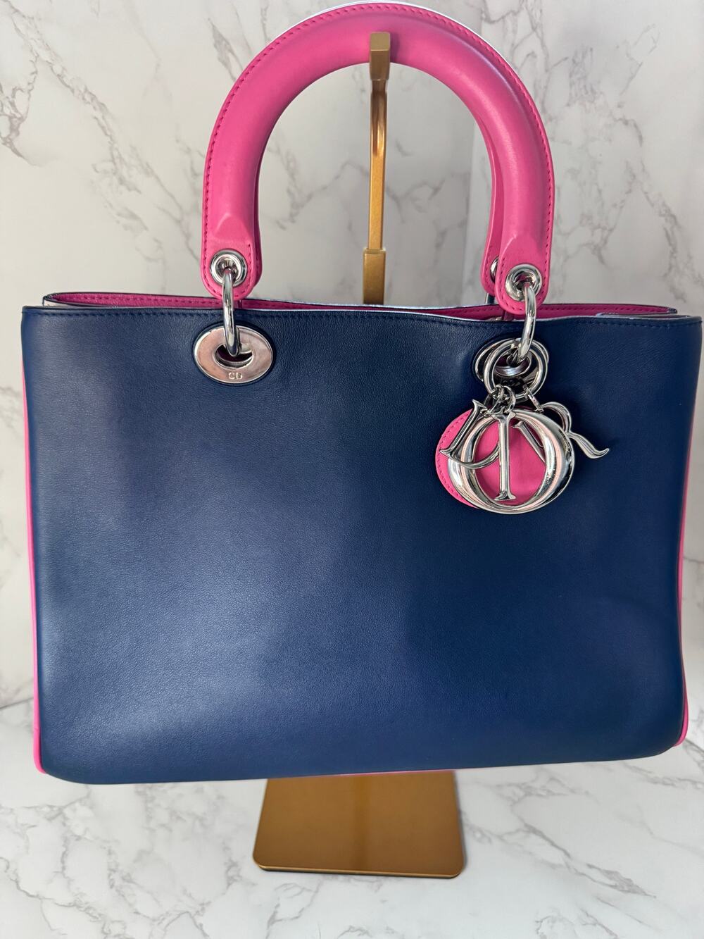 Christian Dior Diorissimo Bag with Strap Blue/Pink